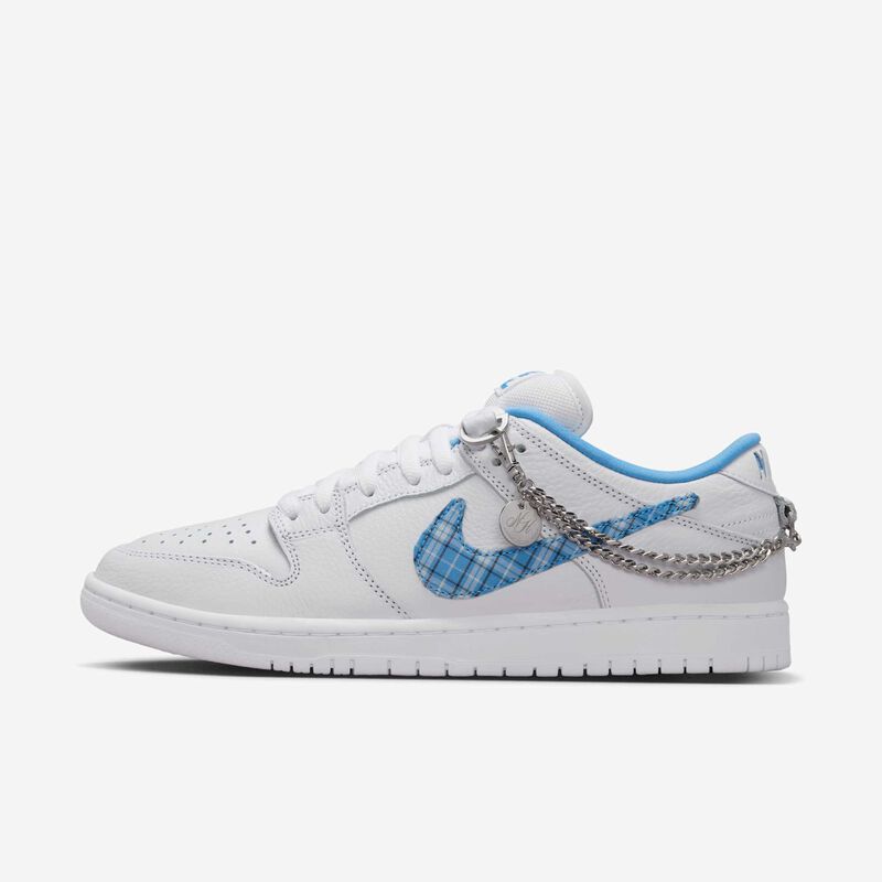Nike SB Dunk Low Pro, Blanco/Blanco/Azul Marino Medianoche/Azul Universitario, hi-res