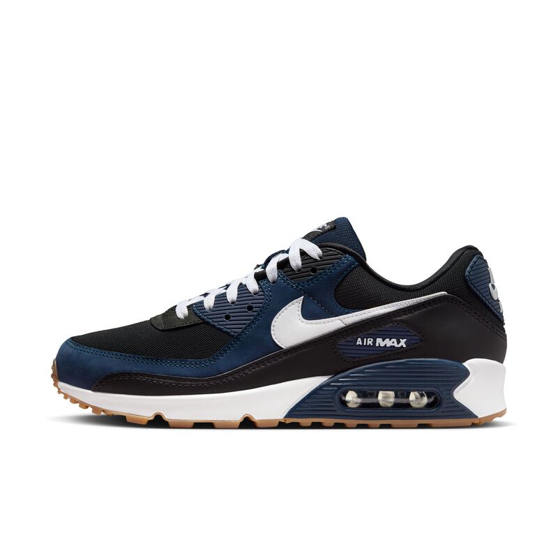 Nike Air Max 90, Azul Marino Medianoche/Blanco-Negro-Goma Marrón Medio, hi-res