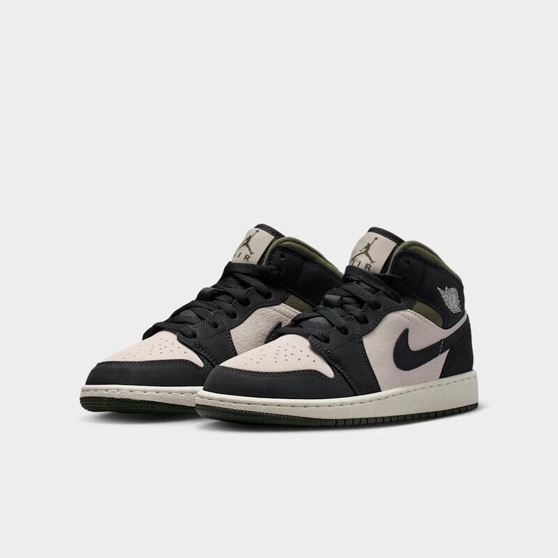 Air Jordan 1 Mid, Marr&oacute;n palo de rosa claro/Negro Apagado-Vela De Oliva medio, hi-res