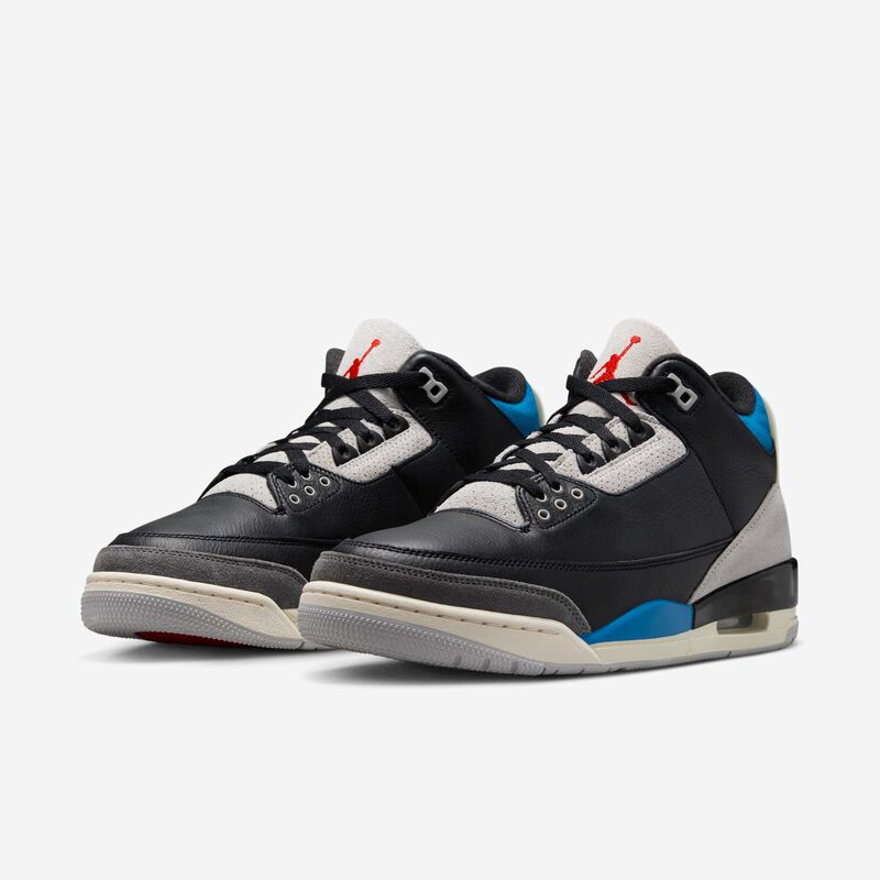 Air Jordan 3 Retro, Negro/Gris neutro/Azul militar/Chile Rojo, hi-res