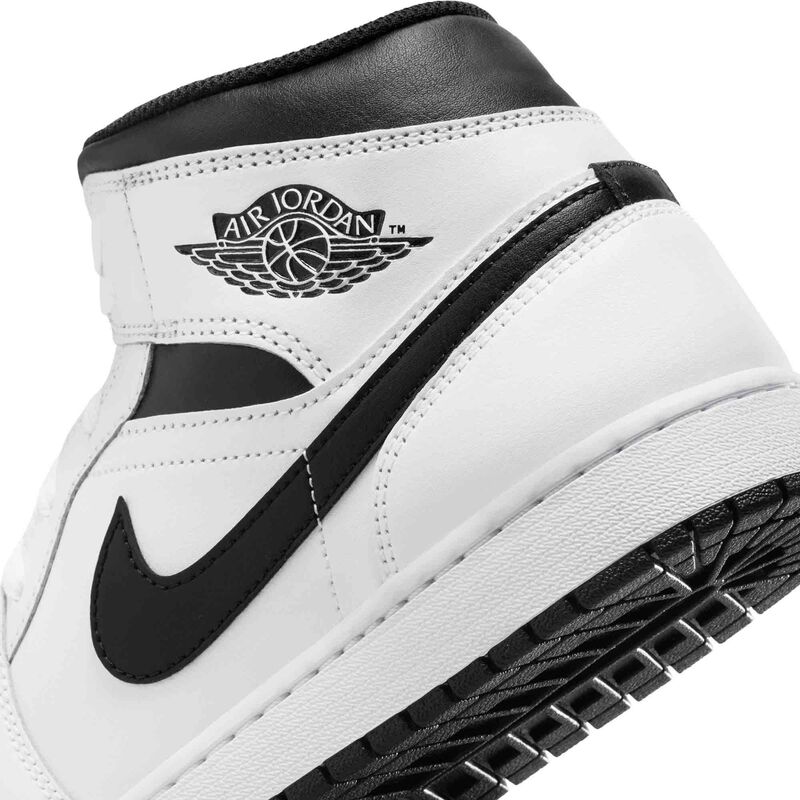 Air Jordan 1 Mid, Blanco/Blanco/Negro/Negro, hi-res