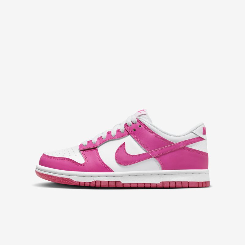 Nike Dunk Low, Blanco/Láser fucsia, hi-res