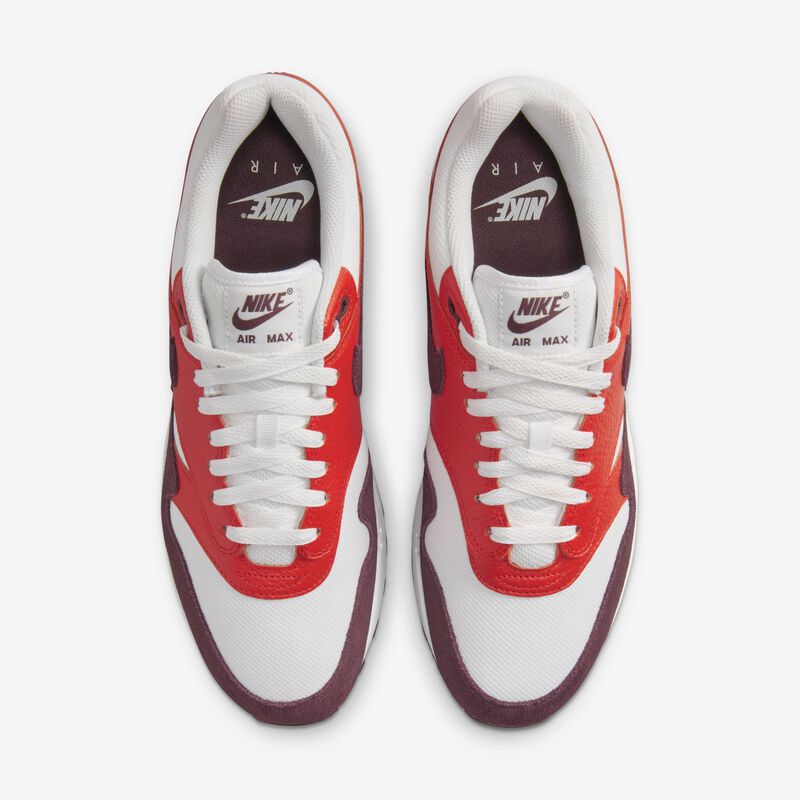 Nike Air Max 1, Blanco Cumbre/Burdeos Crush-Picante Rojo, hi-res