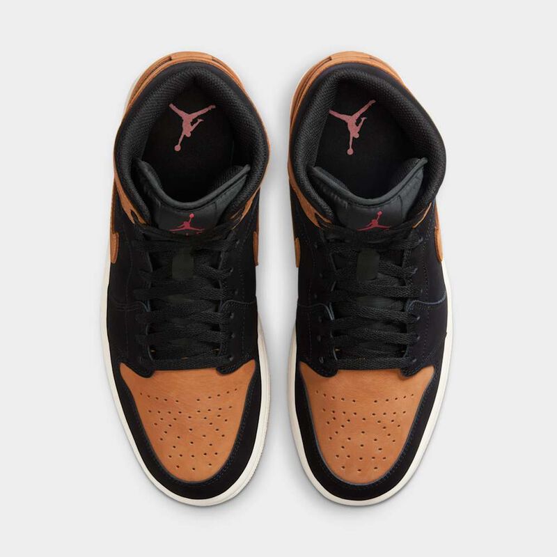 Air Jordan&nbsp;1 Mid SE, Negro/Rojo universitario/Vela/Lino, hi-res