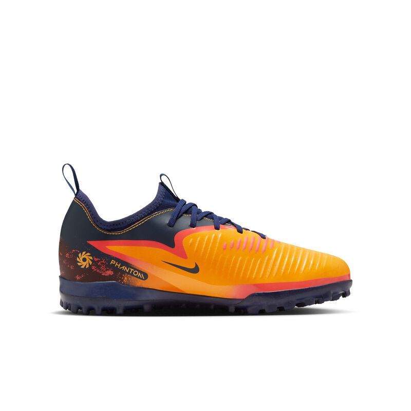 Nike Jr. Phantom 6 Low Academy "Erling Haaland", Naranja láser/Azul vacío/Veneno limón, hi-res