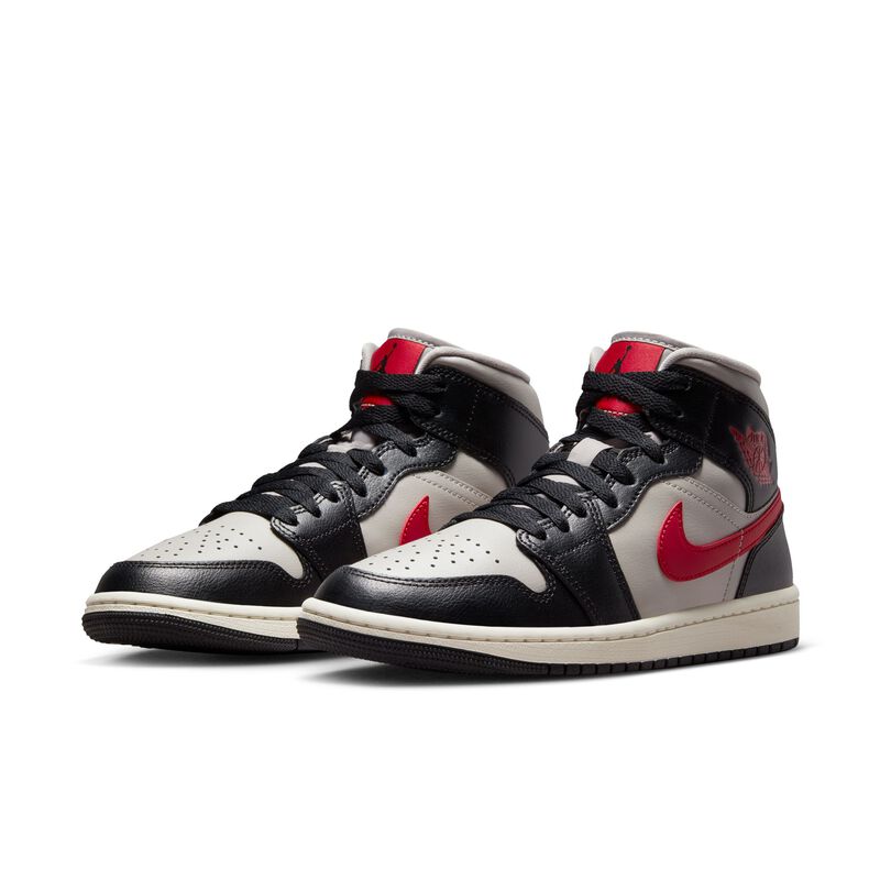 Air Jordan 1 Mid, Negro/Gris universitario/Vela/Rojo gimnasio, hi-res