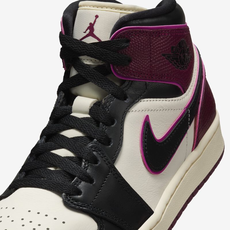 Air Jordan 1 Mid SE, Vela/Negro-Rosa Activo-Bordeos, hi-res