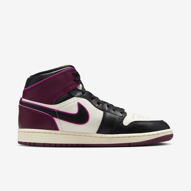 Air Jordan 1 Mid SE, Vela/Negro-Rosa Activo-Bordeos, hi-res