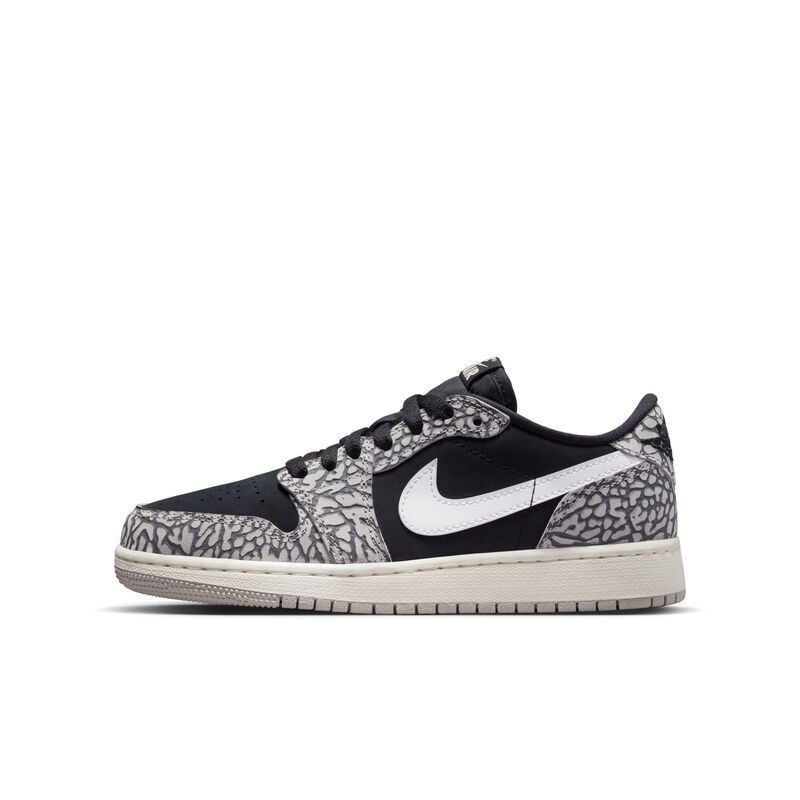 Air Jordan 1 Low OG, Negro/Gris tecnológico/Blanco/Muselina, hi-res