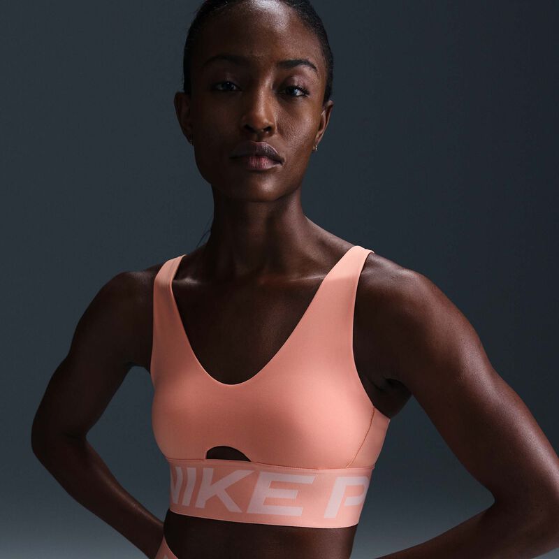 Nike Pro Indy Plunge, Ágata Melocotón/Coral Lavado/Blanco, hi-res