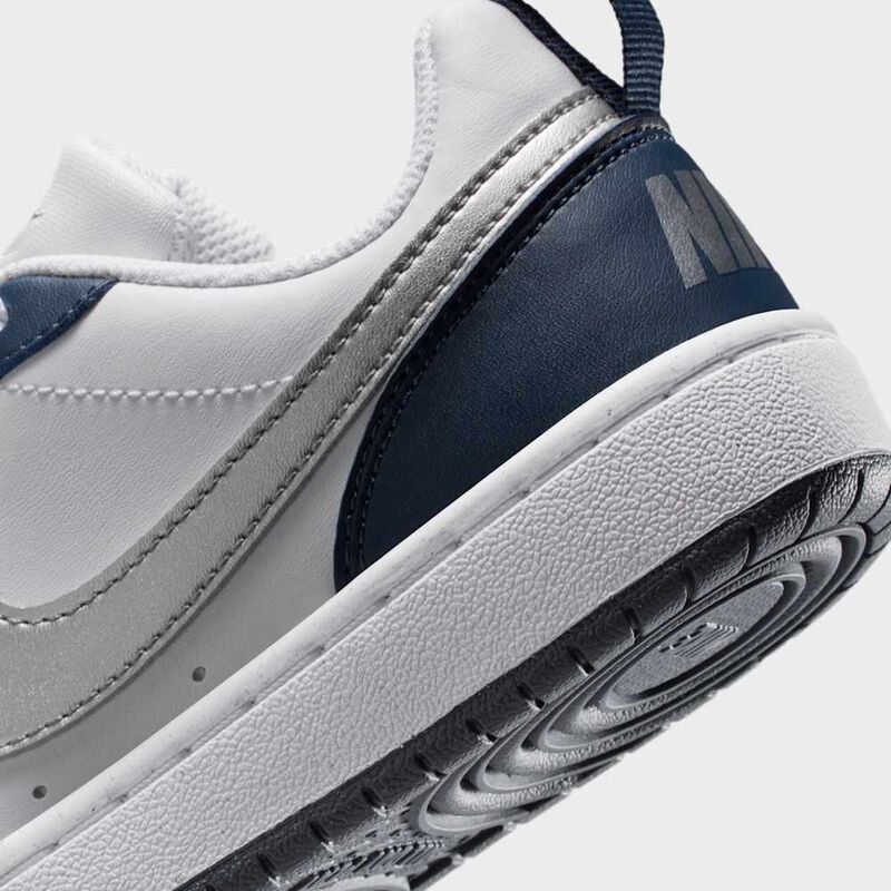 Nike Court Borough Low Recraft, Blanco/Met&aacute;lico Plata-Profundo Noche-Medianoche Azul Marino, hi-res