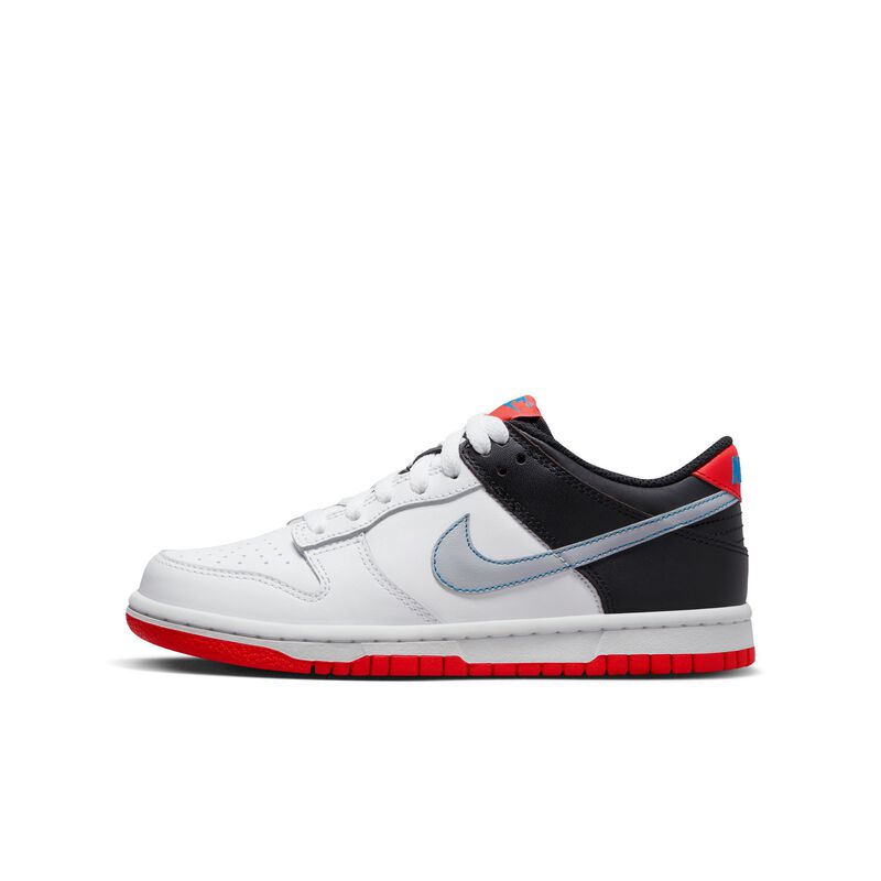 Nike Dunk Low, Blanco/Carmesí claro/Azul foto claro/Gris lobo, hi-res