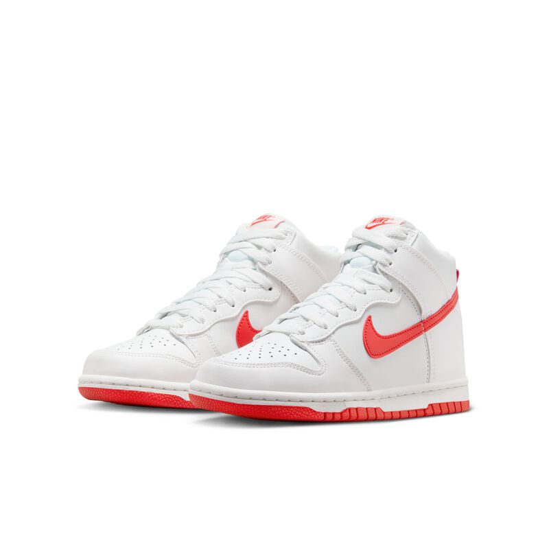 Nike Dunk High, Blanco cumbre/Rojo pista, hi-res