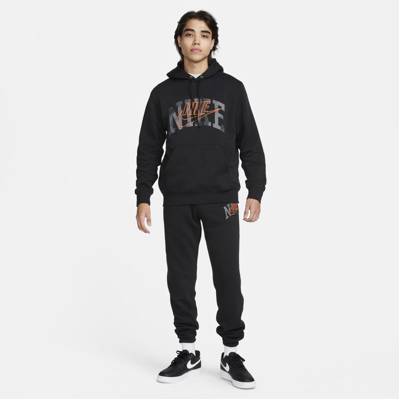 Nike Club Fleece, Negro/Naranja de seguridad, hi-res