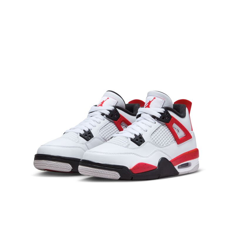 Air Jordan 4 Retro, Blanco/Rojo fuego-negro-gris neutro, hi-res