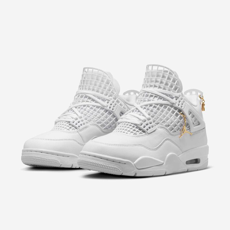 Air Jordan 4 Net, Blanco/Oro Metalizado/Fantasma, hi-res