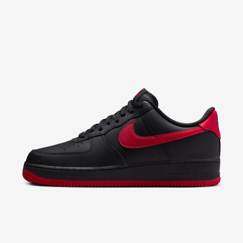 Nike Air Force 1 '07, Negro/Rojo Universitario-Negro, hi-res