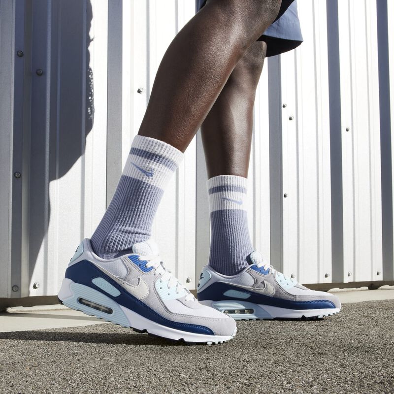 Nike Air Max 90, Platino Puro/Blanco-Azul Glaciar, hi-res