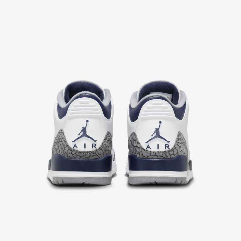 Air Jordan 3 Retro, Blanco/Gris Cemento/Negro/Azul Marino Medianoche, hi-res