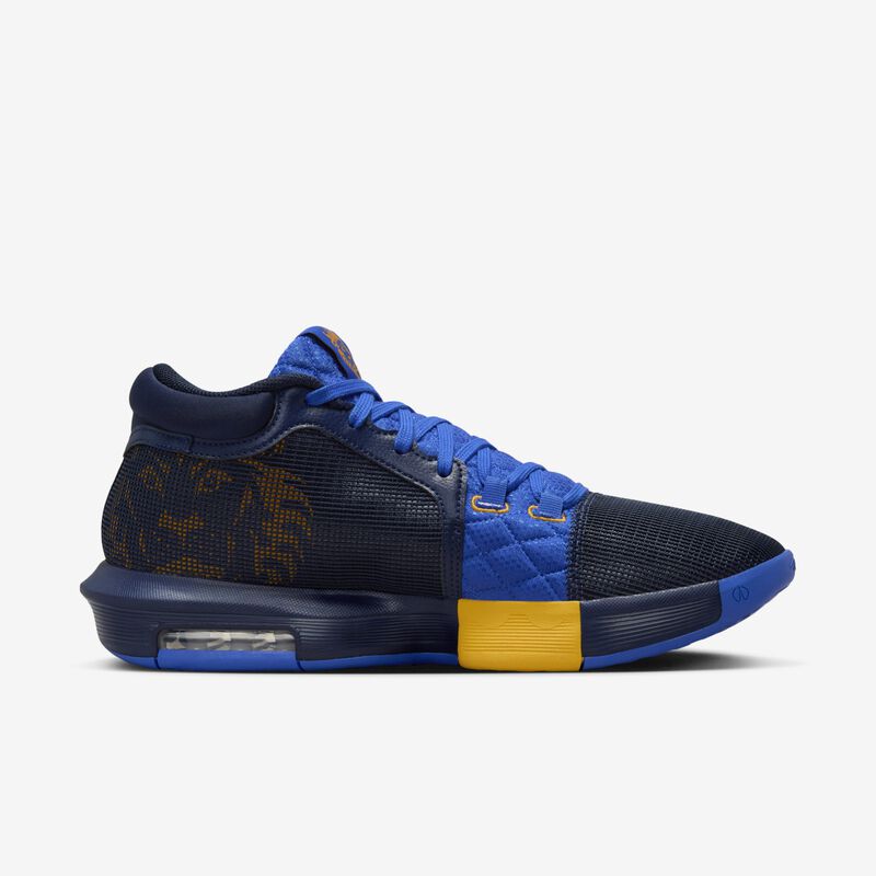 LeBron Witness 8, Azul Marino Medianoche/Dorado Universitario/Gris Humo Claro/Hiperreal, hi-res