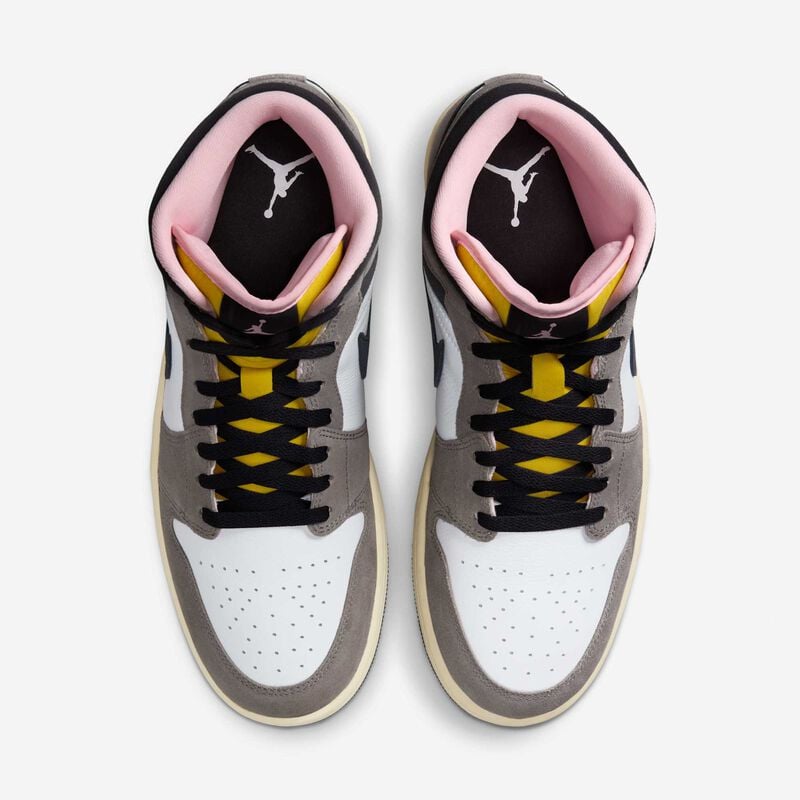 Air Jordan 1 Mid SE, Blanco/Cueva/Sulfuro oscuro/Gris aceite, hi-res