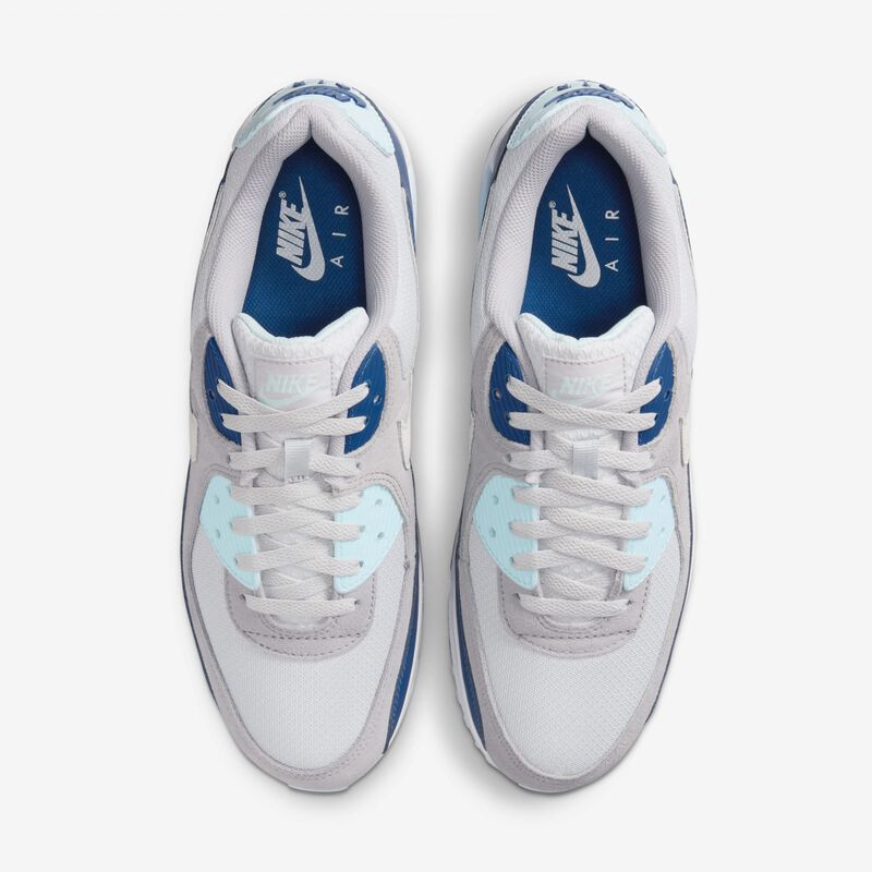 Nike Air Max 90, Platino Puro/Blanco-Azul Glaciar, hi-res