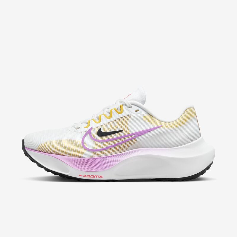 Nike Zoom Fly 5, Blanco/Sulfuro vivo/Café ámbar/Fucsia enérgico, hi-res