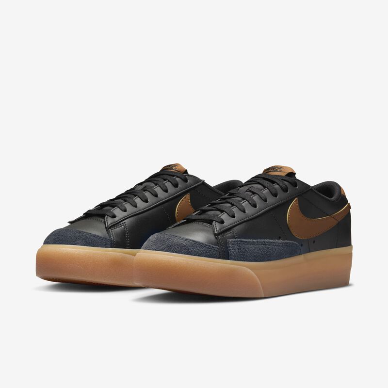 Nike Blazer Low Platform, Negro/Bronceado Británico Claro-Blanco-Amarillo Goma, hi-res