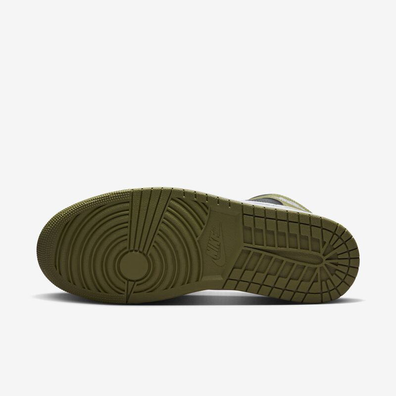 Air Jordan 1 Mid, Negro/Blanco-Oliva Medio-Vela, hi-res