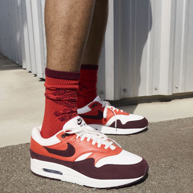 Nike Air Max 1, Blanco Cumbre/Burdeos Crush-Picante Rojo, hi-res