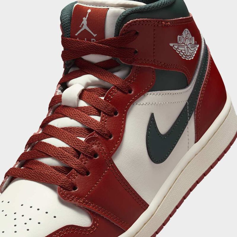 Air Jordan 1 Mid, Vela/Verde Medianoche-Platino Puro-Piedra Roja, hi-res