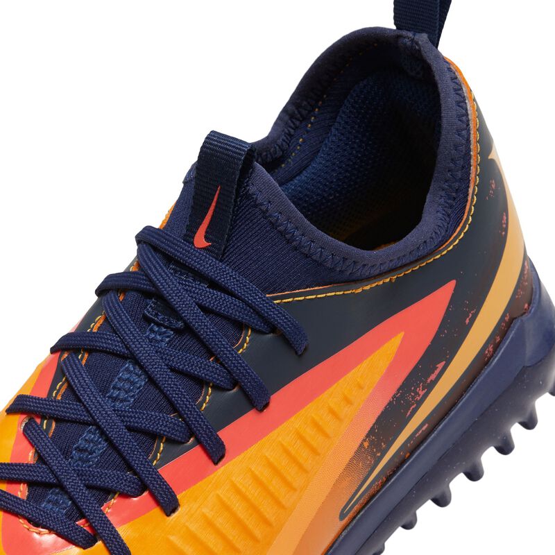 Nike Jr. Phantom 6 Low Academy "Erling Haaland", Naranja láser/Azul vacío/Veneno limón, hi-res