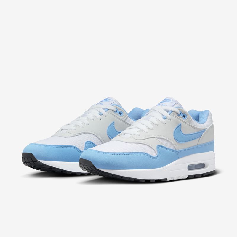 Nike Air Max 1, Blanco/Polvo fotón/Negro/Azul universitario, hi-res
