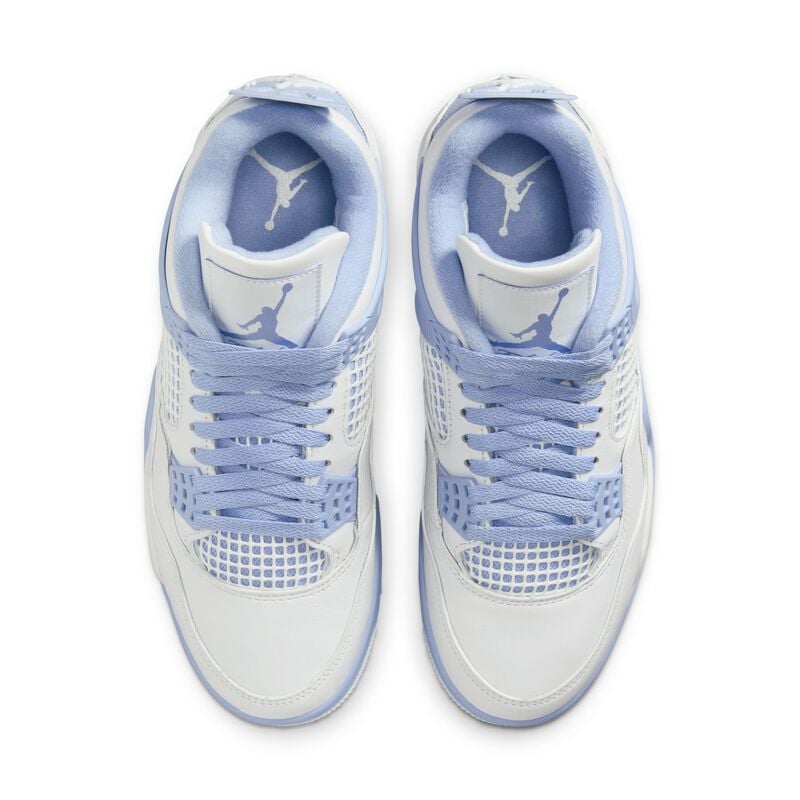 Air Jordan 4 Retro, Blanco/Tinte Azul/Verde Aceite/Aluminio, hi-res