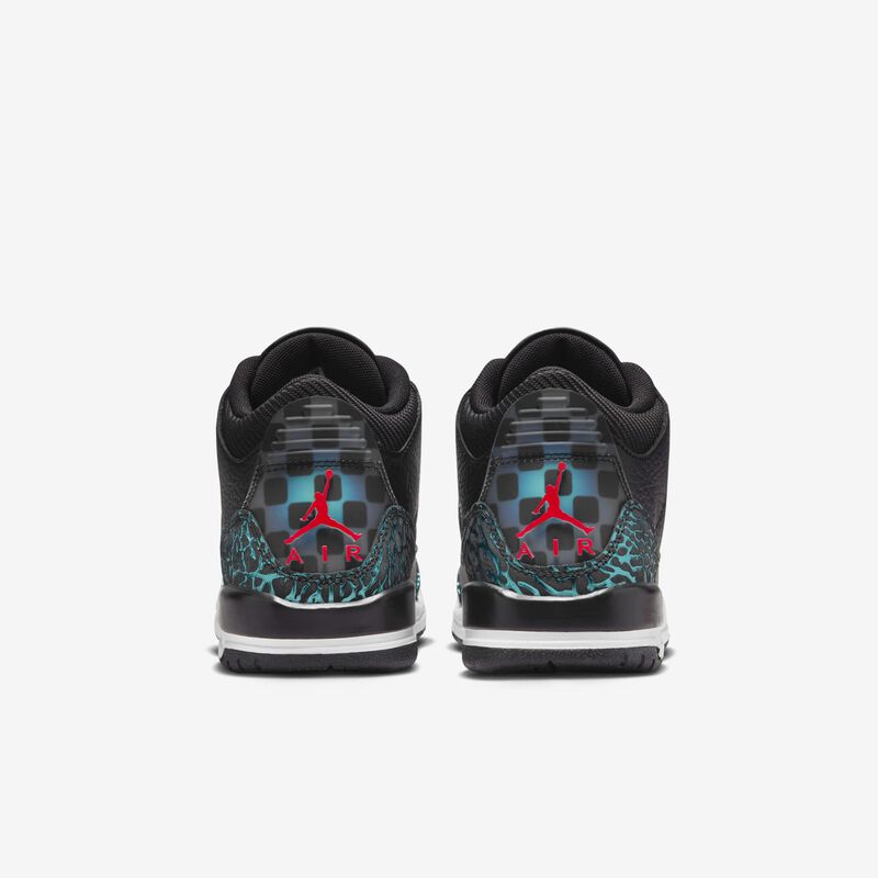 Air Jordan 3 Retro, Negro/Hiperjade/Blanco/Rojo Sirena, hi-res