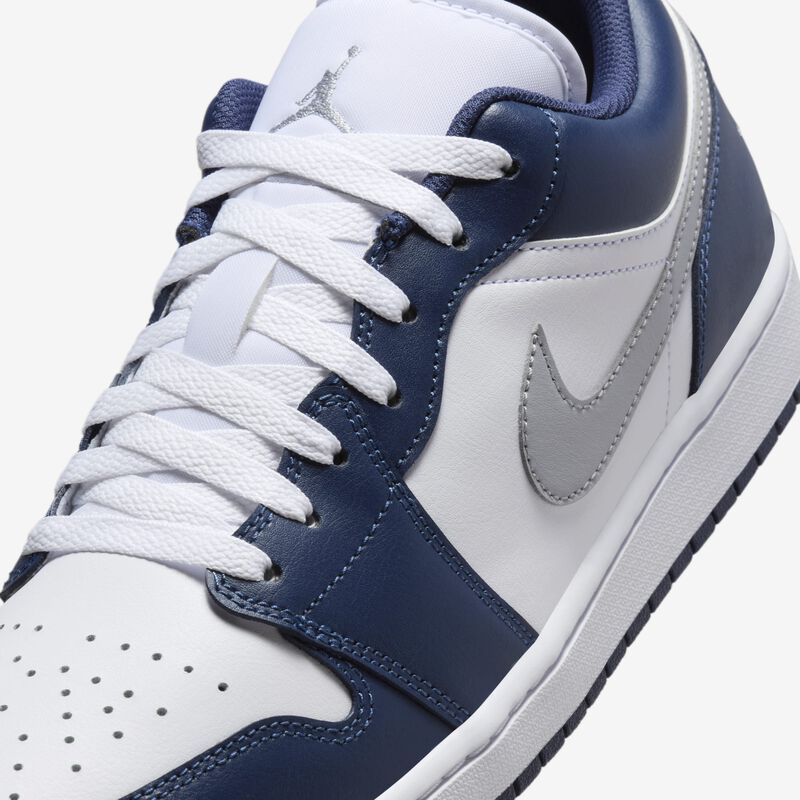 Air Jordan 1 Low, Blanco/Azul Marino Medianoche/Gris Lobo, hi-res
