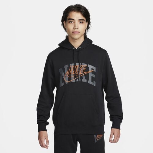 Nike Club Fleece, Negro/Naranja de seguridad, hi-res