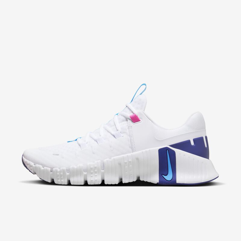 Nike Free Metcon 5, Blanco/Rosa Feroz/Azul Real/Azul Acuario, hi-res