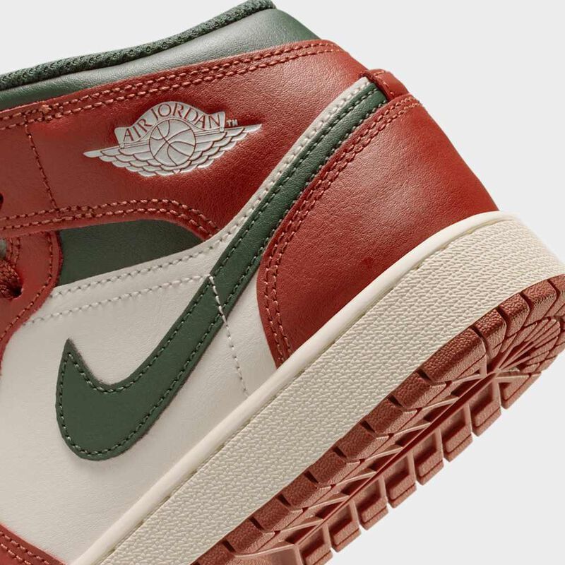 Air Jordan 1 Mid, Vela/Verde Medianoche-Platino Puro-Piedra Roja, hi-res