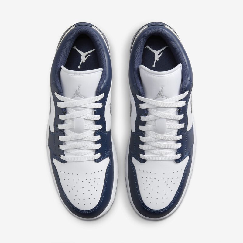 Air Jordan 1 Low, Blanco/Azul Marino Medianoche/Gris Lobo, hi-res