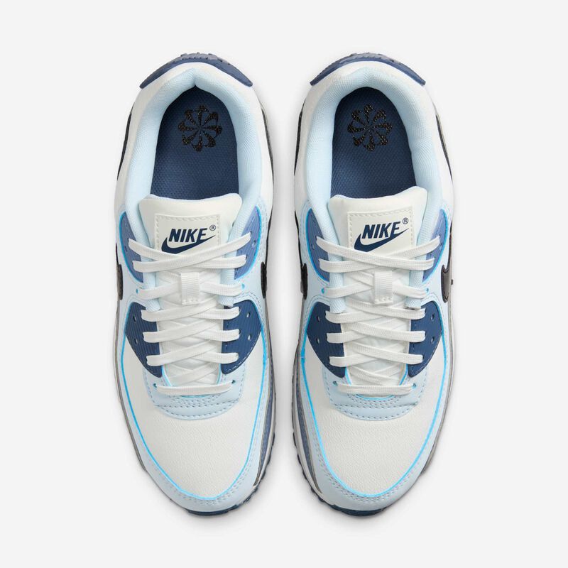 Nike Air Max 90, Blanco Cumbre/Negro-Cenizo Pizarra-Azul Tinte, hi-res