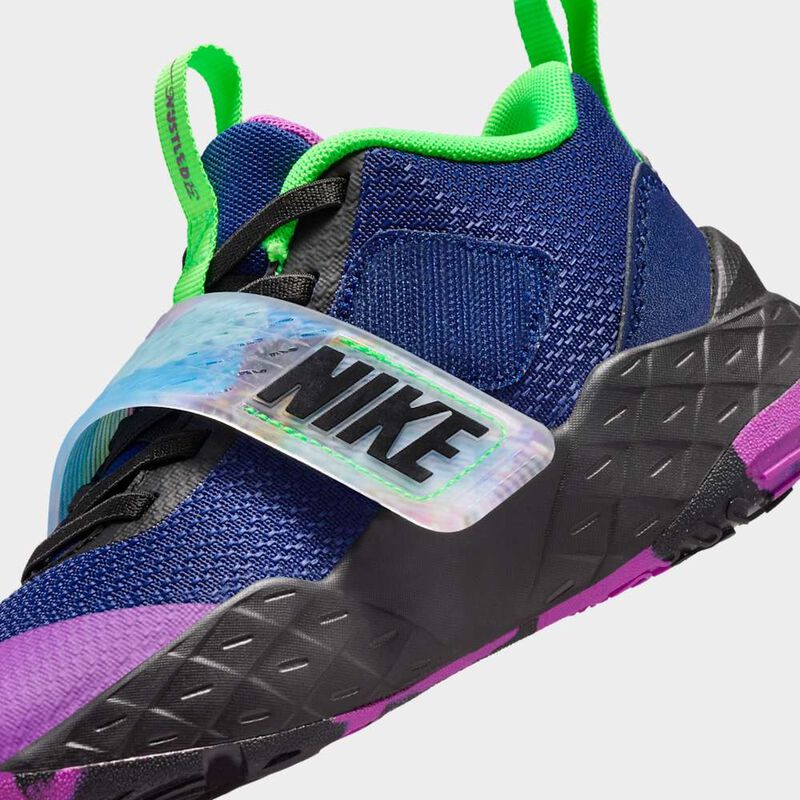 Nike Team Hustle D 12, Azul vacío/Negro/Verde strike/Morado vivo, hi-res