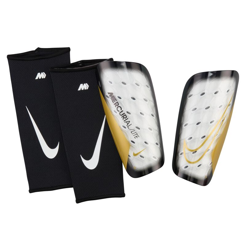 Nike Mercurial Lite, Blanco/Negro/Moneda de Oro Mtlc, hi-res