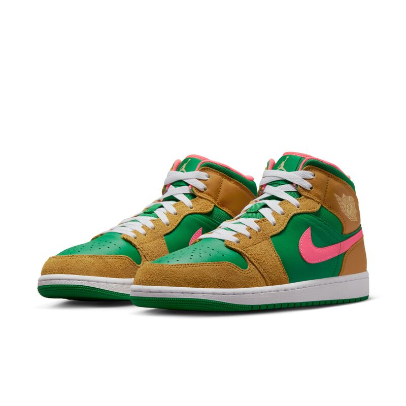 Air Jordan 1 Mid SE, Chutney/Verde suerte/Ponche caliente/Oro celeste, hi-res