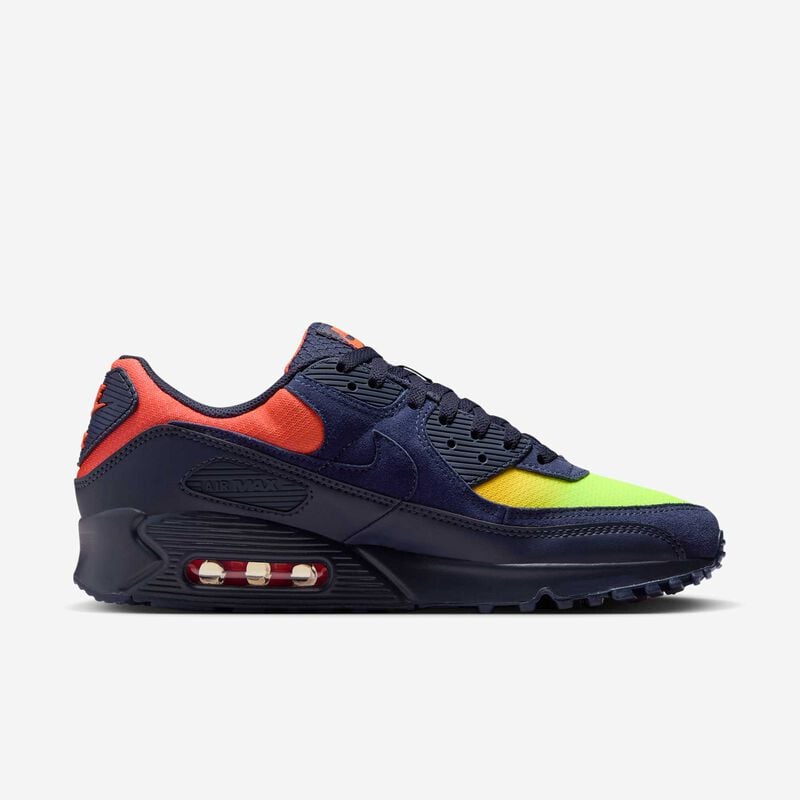 Nike Air Max 90, Veneno de lim&oacute;n/Hiper carmes&iacute;/Naranja l&aacute;ser/Azul ennegrecido, hi-res