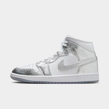 Air Jordan 1 Mid SE, Blanco/Gris lobo/Plata metalizado, hi-res