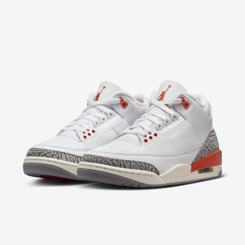 Air Jordan 3 Retro, Blanco/Arcilla cósmica-Vela-Gris cemento, hi-res