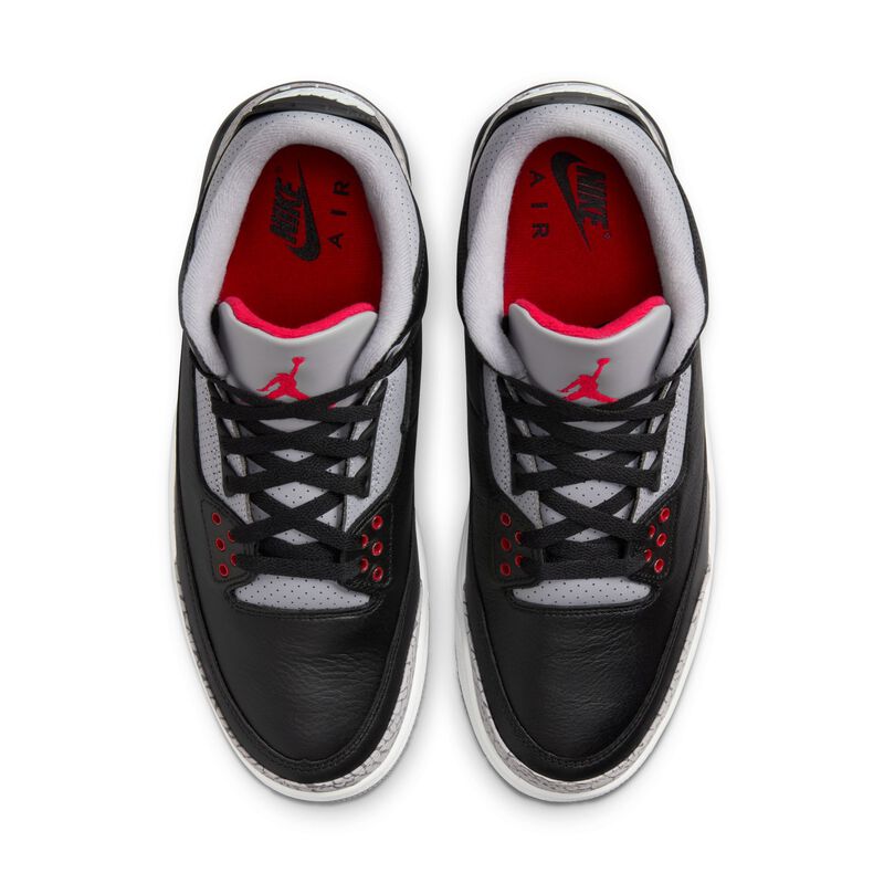 Air Jordan 3 Retro, Negro/Gris Cemento/Blanco Cumbre/Rojo Fuego, hi-res