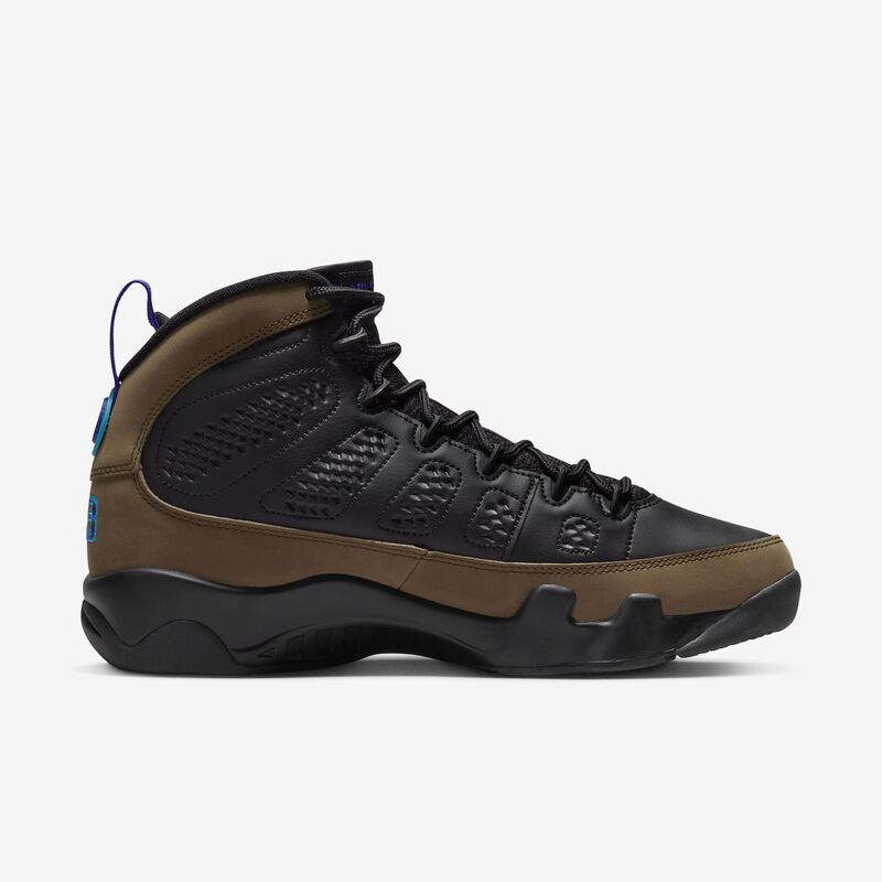 Air Jordan 9 Retro, Negro/Oliva claro/Tono aguamarina/Concordia brillante, hi-res