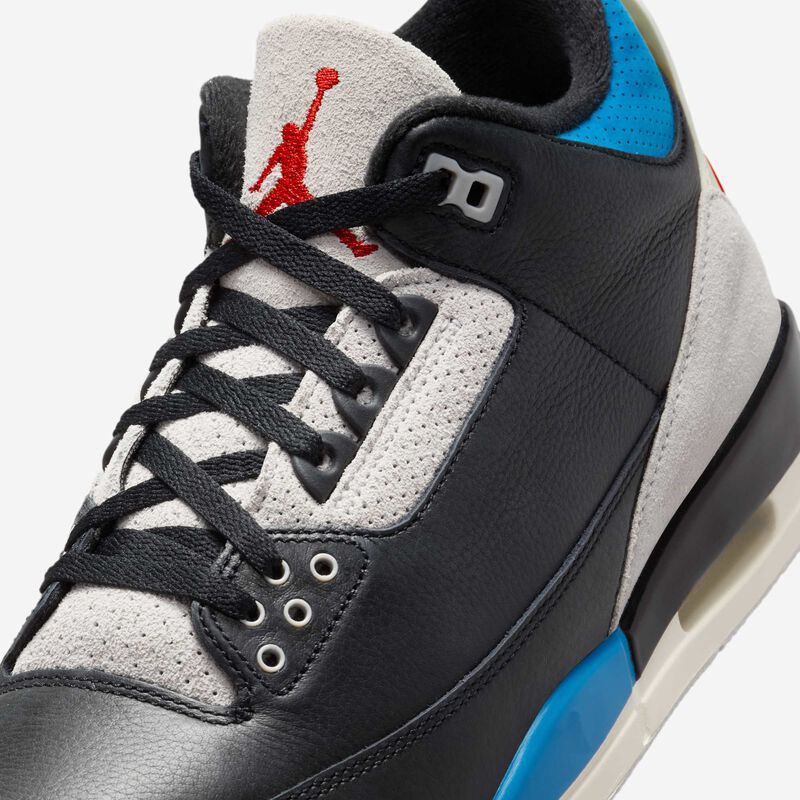 Air Jordan 3 Retro, Negro/Gris neutro/Azul militar/Chile Rojo, hi-res